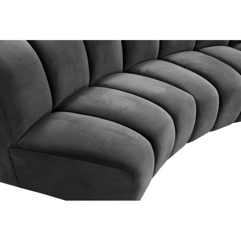 U Shape Sofa Set: 183" Wide Velvet Symmetrical Corner Sectional 11 Seater Sofa