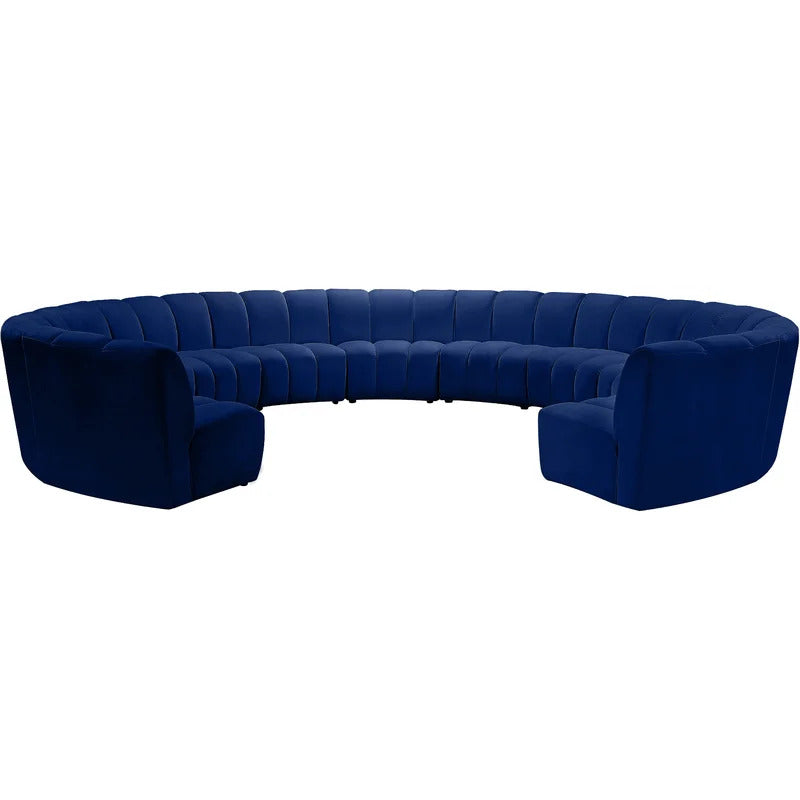 U Shape Sofa Set: 183" Wide Velvet Symmetrical Corner Sectional 11 Seater Sofa