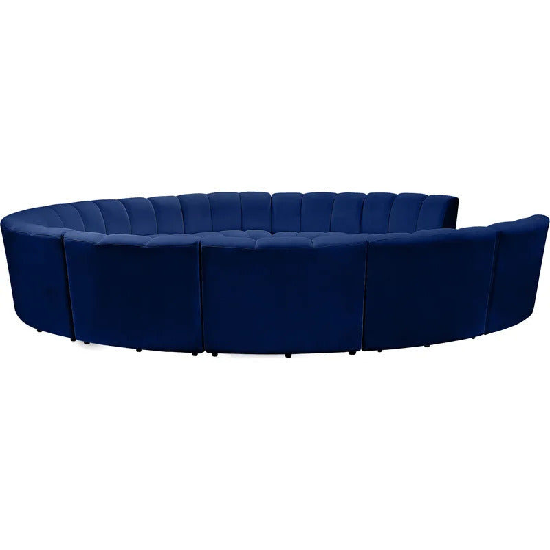 U Shape Sofa Set: 183" Wide Velvet Symmetrical Corner Sectional 11 Seater Sofa