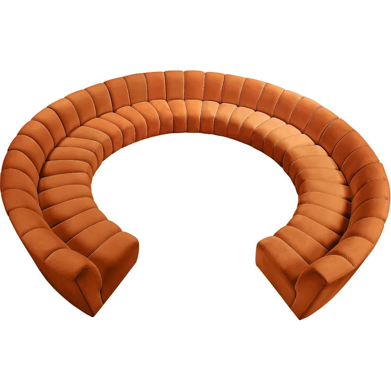 U Shape Sofa Set: 183" Wide Velvet Symmetrical Corner Sectional 11 Seater Sofa