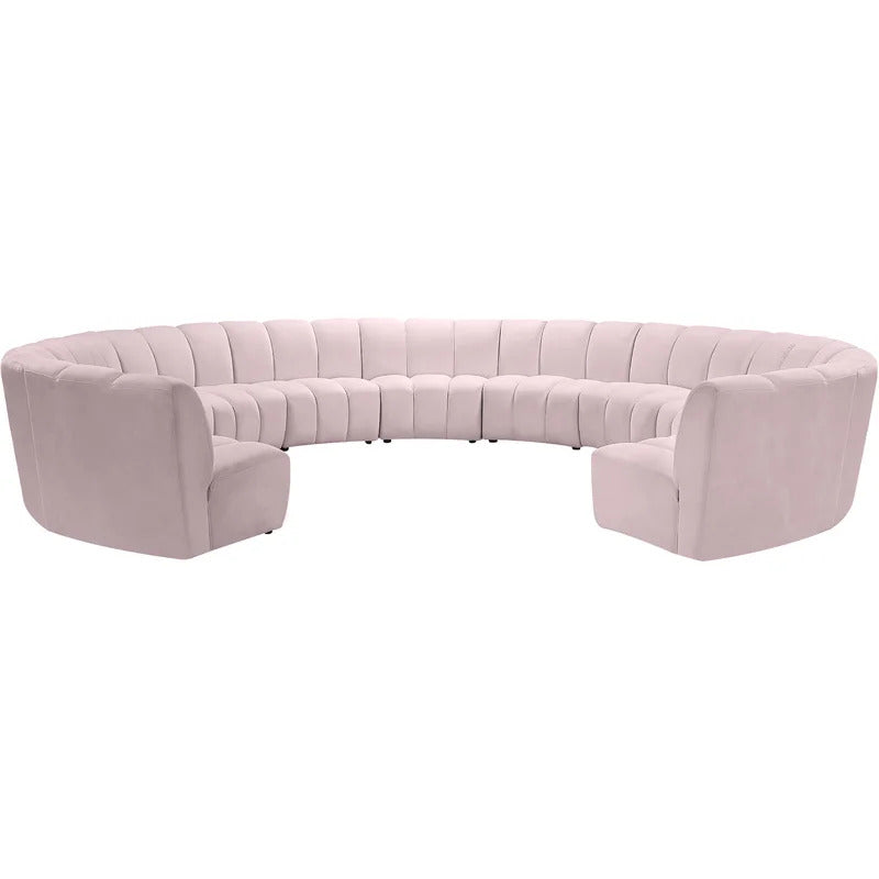 U Shape Sofa Set: 183" Wide Velvet Symmetrical Corner Sectional 11 Seater Sofa