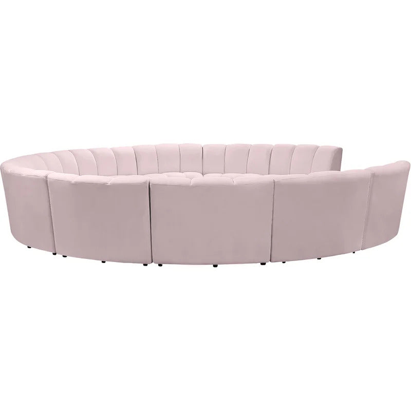 U Shape Sofa Set: 183" Wide Velvet Symmetrical Corner Sectional 11 Seater Sofa