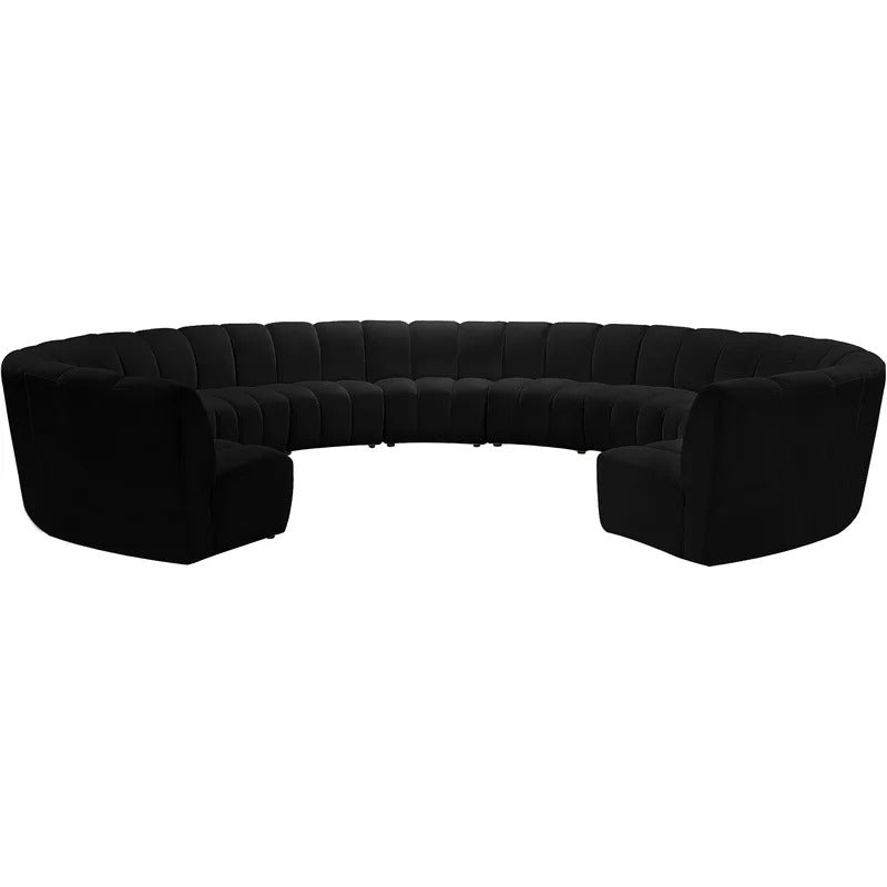 U Shape Sofa Set: 183" Wide Velvet Symmetrical Corner Sectional 11 Seater Sofa