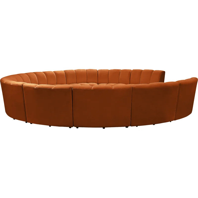 U Shape Sofa Set: 183" Wide Velvet Symmetrical Corner Sectional 11 Seater Sofa