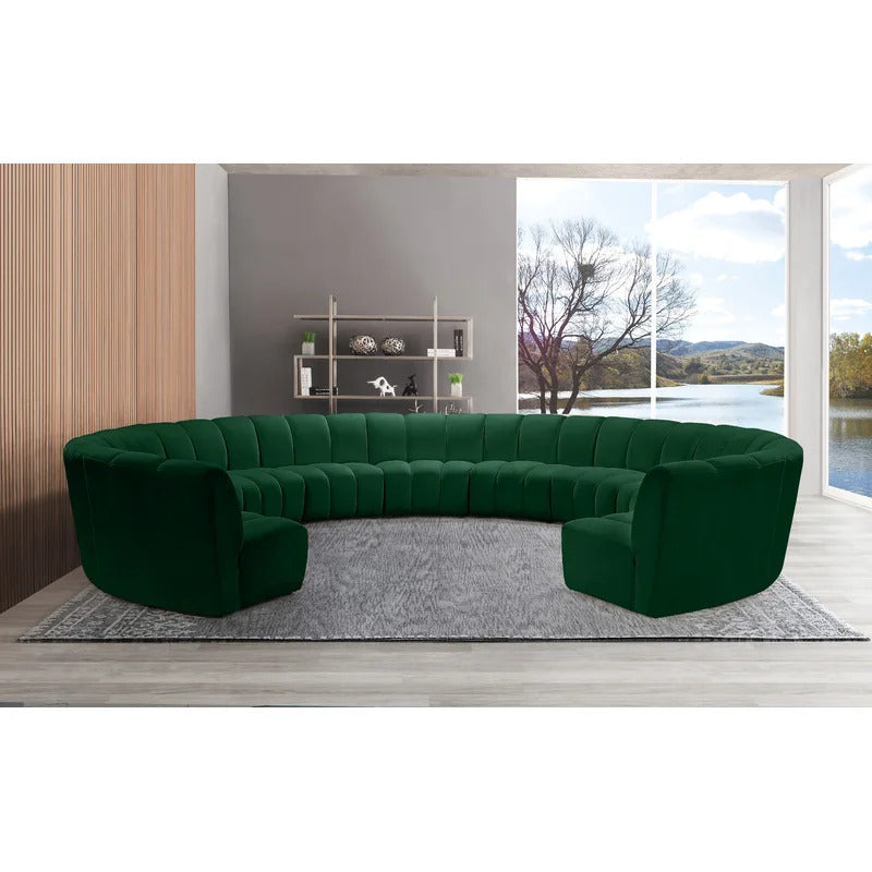 U Shape Sofa Set: 183" Wide Velvet Symmetrical Corner Sectional 11 Seater Sofa