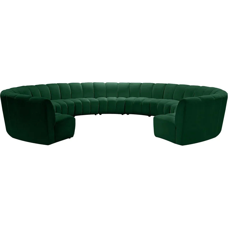 U Shape Sofa Set: 183" Wide Velvet Symmetrical Corner Sectional 11 Seater Sofa