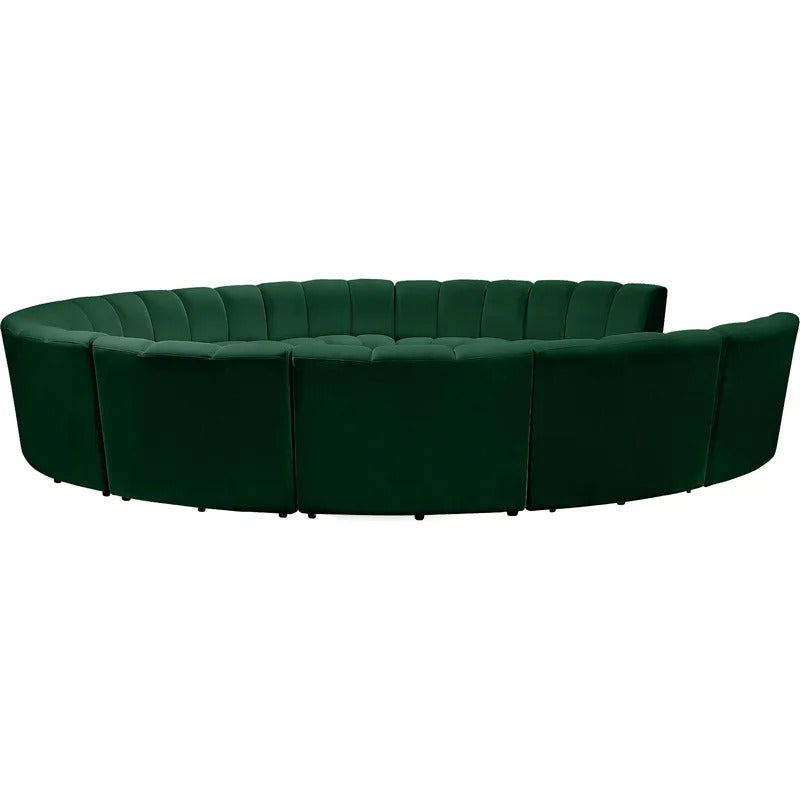 U Shape Sofa Set: 183" Wide Velvet Symmetrical Corner Sectional 11 Seater Sofa