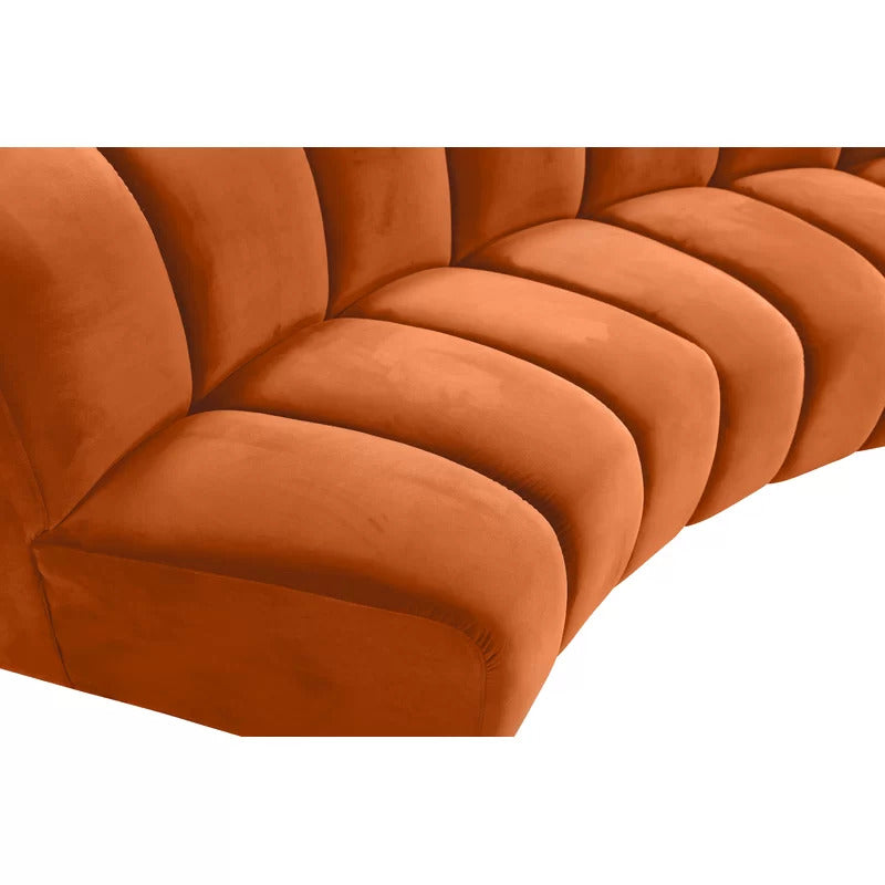U Shape Sofa Set: 183" Wide Velvet Symmetrical Corner Sectional 11 Seater Sofa