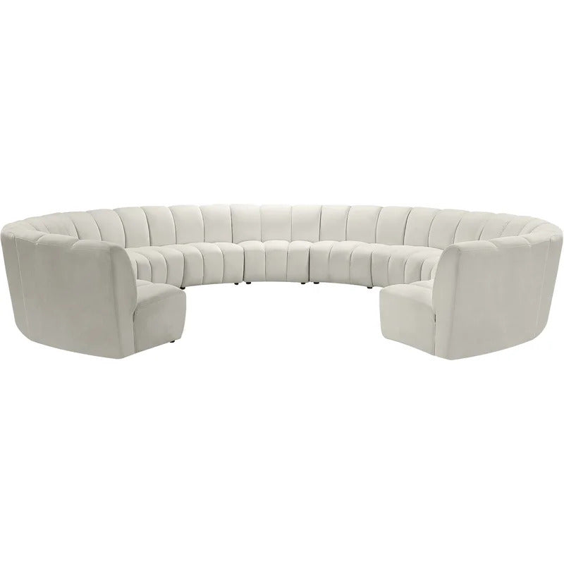 U Shape Sofa Set: 183" Wide Velvet Symmetrical Corner Sectional 11 Seater Sofa