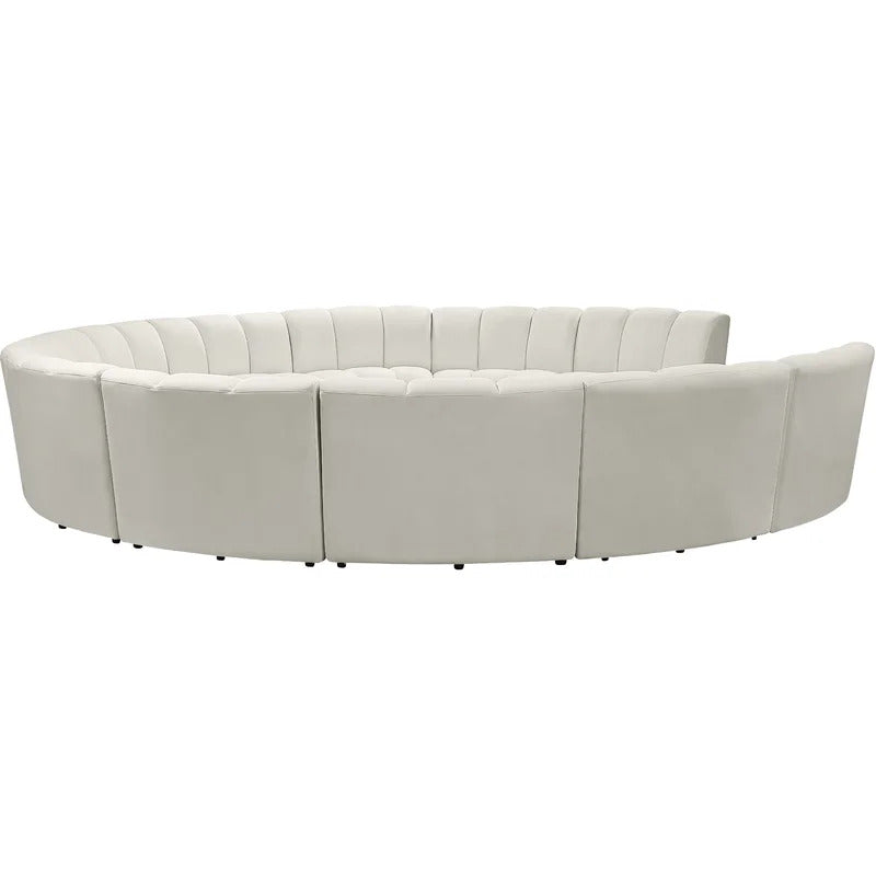 U Shape Sofa Set: 183" Wide Velvet Symmetrical Corner Sectional 11 Seater Sofa
