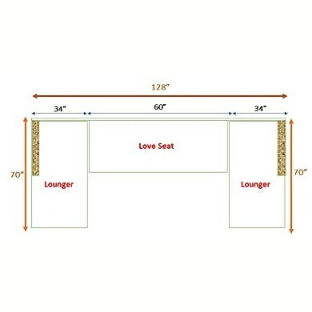 U Shape Sofa Set 4 Seater 127 Wide Velvet Symmetrical Sofa