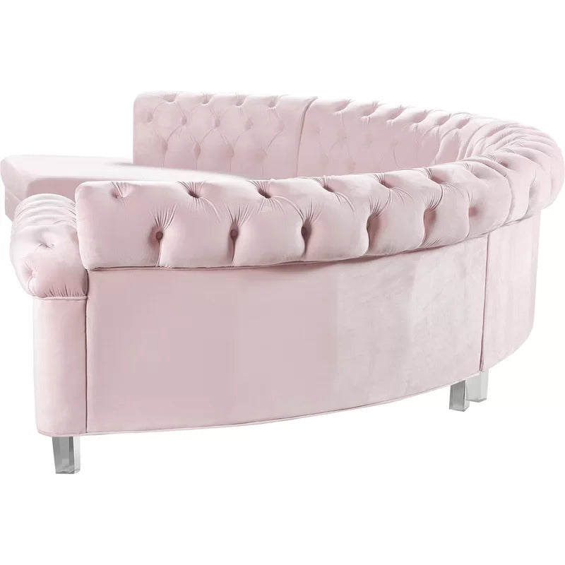 U Shape Sofa Set: 6 Seater 140" Wide Velvet Sectional Sofa