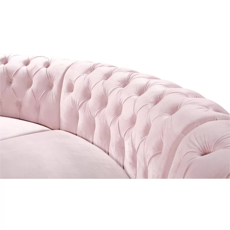 U Shape Sofa Set: 6 Seater 140" Wide Velvet Sectional Sofa