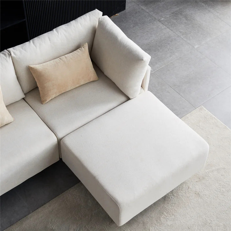 U Shape Sofa Set: 6 Seater Fabric Sectional Sofa Upholstered Couch