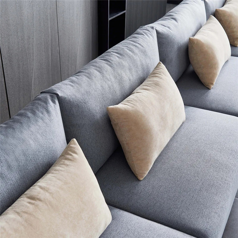 U Shape Sofa Set: 6 Seater Fabric Sectional Sofa Upholstered Couch
