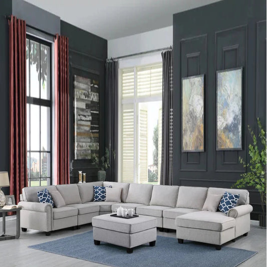 U Shape Sofa Set  6 Seater Sofa Set Left Hand Facing Sectional With Ottoman