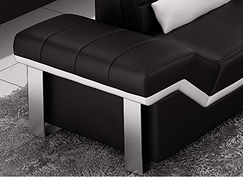 U Shape Sofa Set: Beatrix Leatherette Lounge Sofa Set (Black and White)