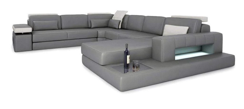 U Shape Sofa Set: Chaise Hardwood Leatherette Lounge Sofa Set