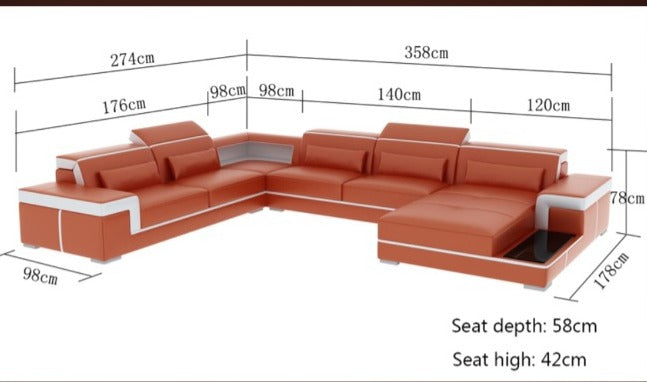 U Shape Sofa Set Italian Corner Leatherette Sofa Set