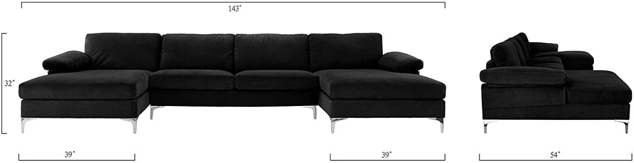 U Shape Sofa Set: Large Fabric U Shape Sofa Set