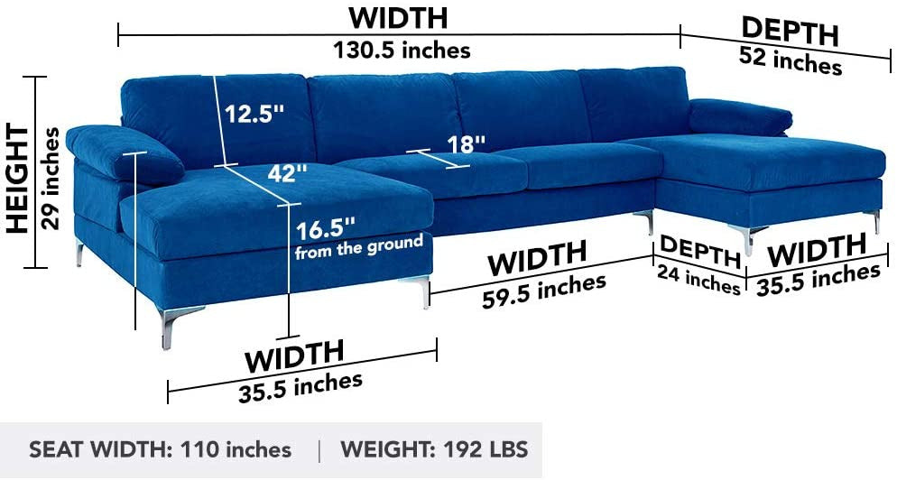 U Shape Sofa Set: Large Fabric U Shape Sofa Set