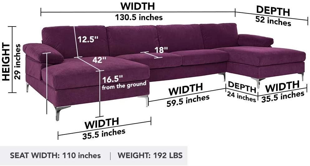 U Shape Sofa Set: Large Fabric U Shape Sofa Set