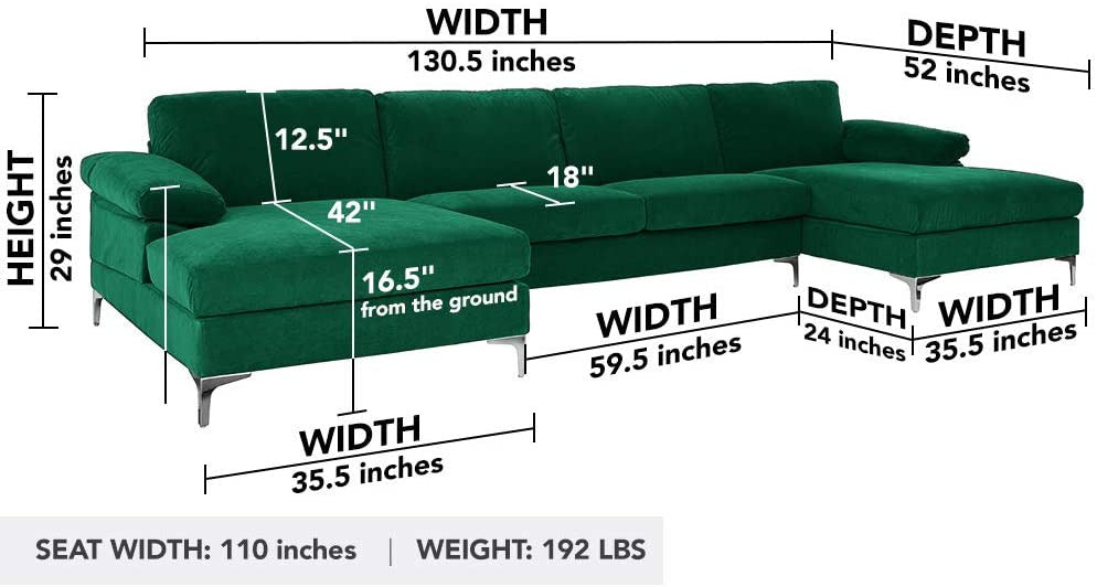 U Shape Sofa Set: Large Fabric U Shape Sofa Set