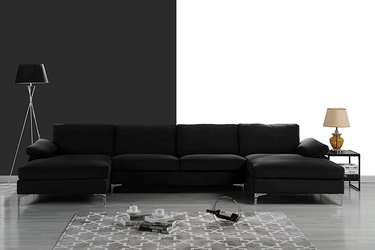 U Shape Sofa Set: Large Fabric U Shape Sofa Set