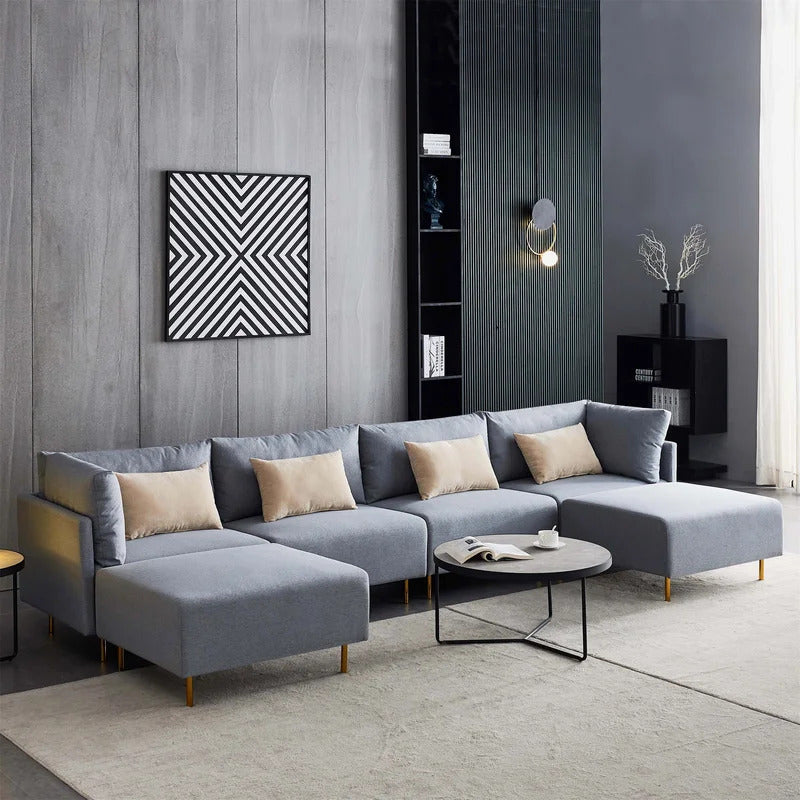 U Shape Sofa Set : Linen Sectional Sofa