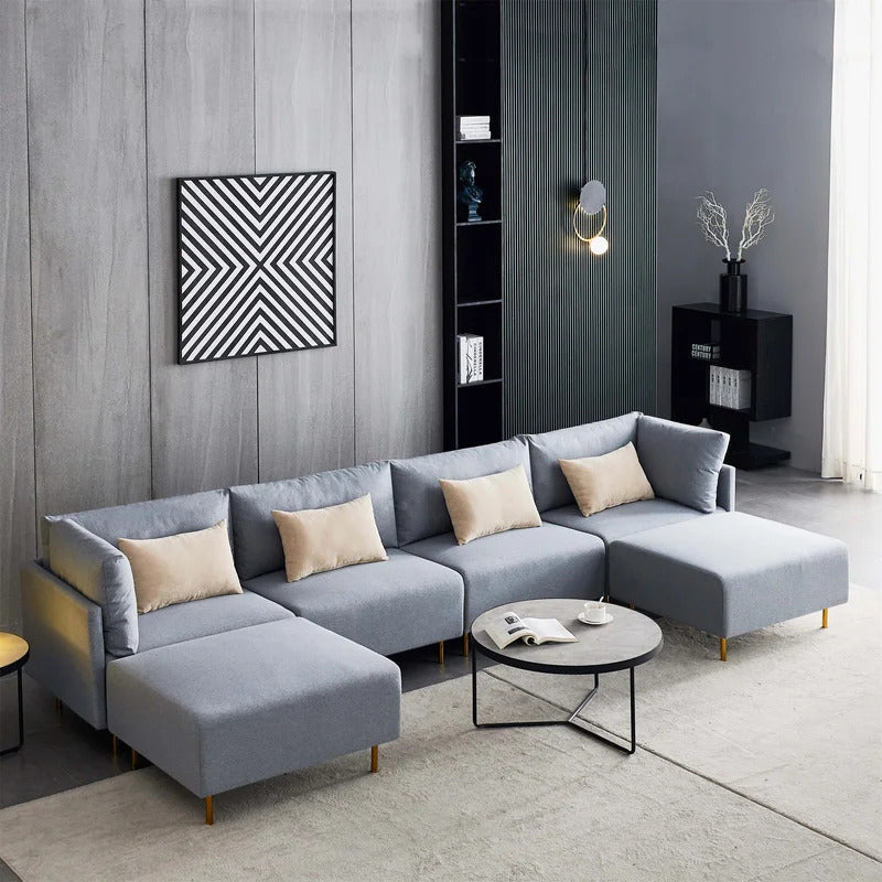 U Shape Sofa Set : Linen Sectional Sofa