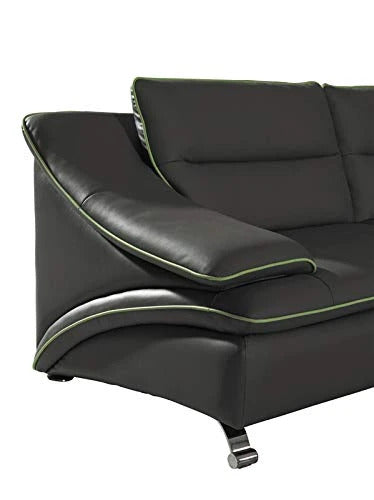 U Shape Sofa Set:- Melody Black Sectional Leatherette Sofa Set