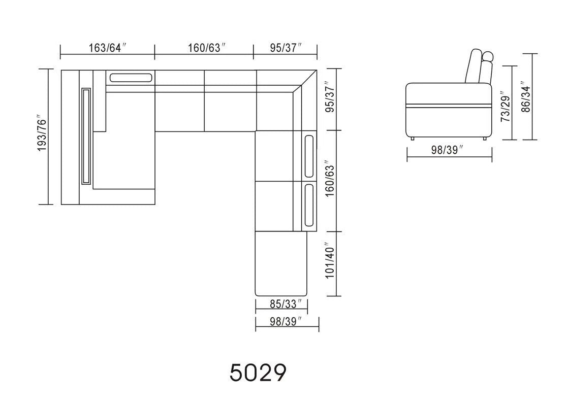 U Shape Sofa Set: Modern Leatherette Sectional Sofa Set (Melody Brown)