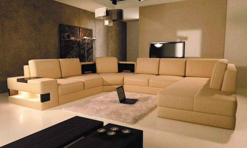 U Shape Sofa Set : Premium Furniture Leatherette Sofa Set