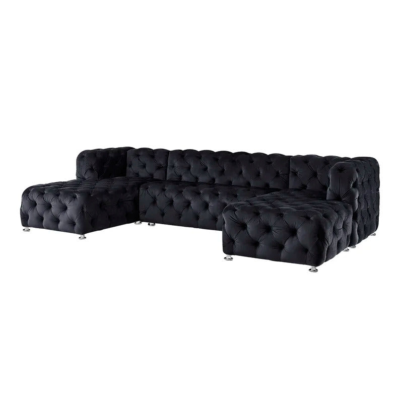 U Shape Sofa Set : Sectional Black 4 Seater Sofa Set