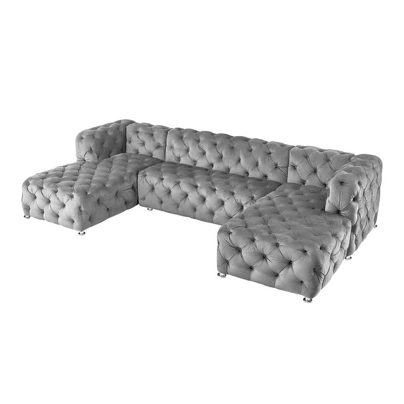 U Shape Sofa Set : Sectional Black 4 Seater Sofa Set