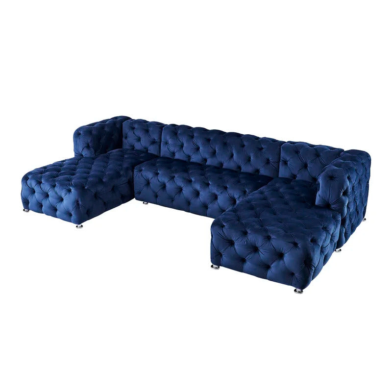 U Shape Sofa Set: Velvet 5 Seater Sofa Set