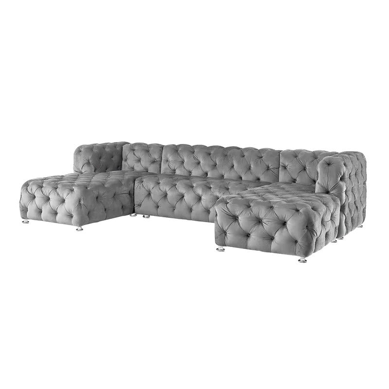 U Shape Sofa Set: Velvet 5 Seater Sofa Set