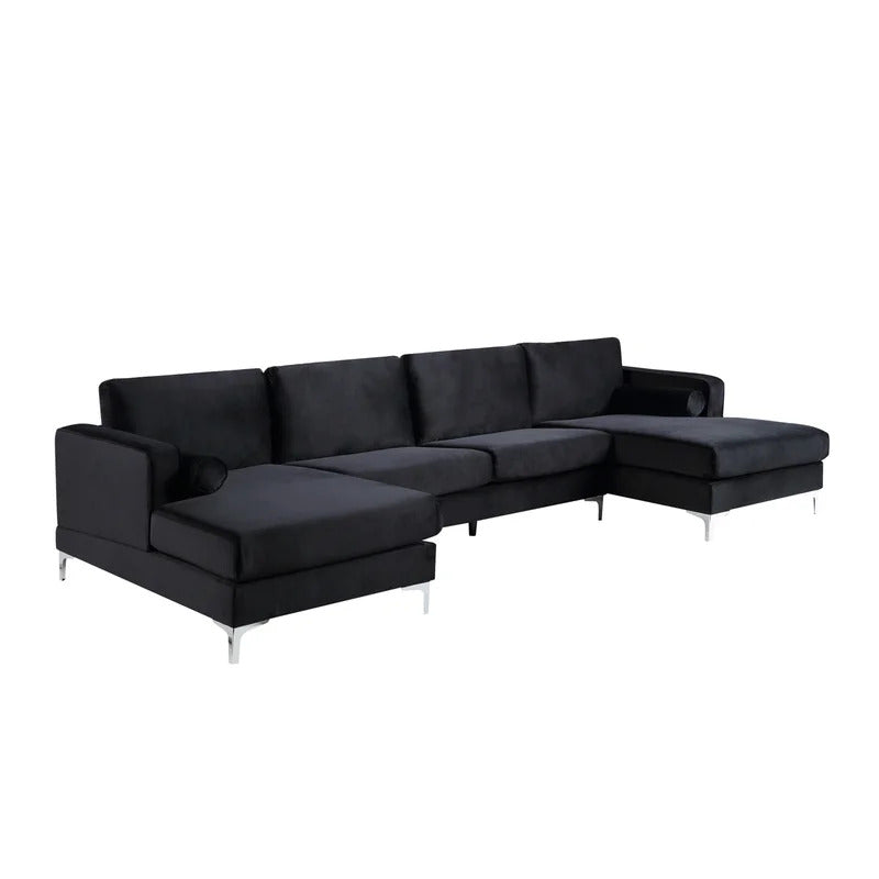 U Shape Sofa Set: Velvet Fabric Sectional Sofa Set