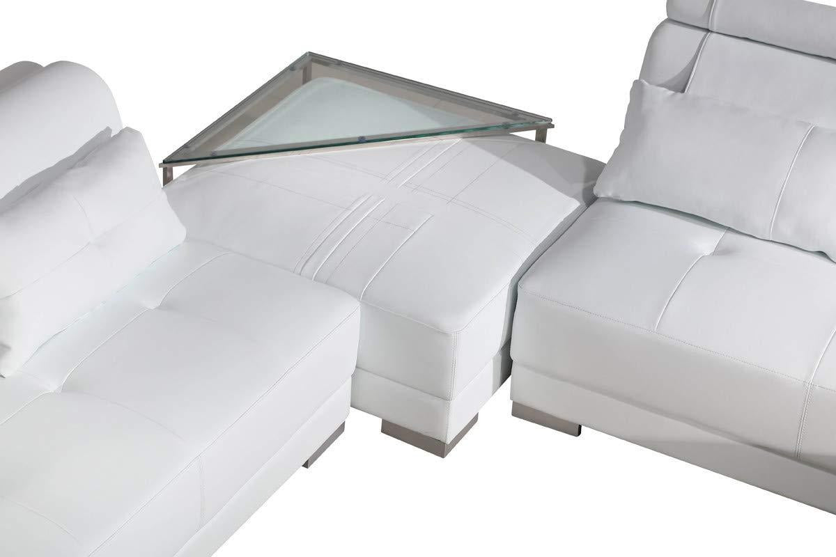 U Shape Sofa Set: White Ottoman Leatherette Sectional Sofa Set