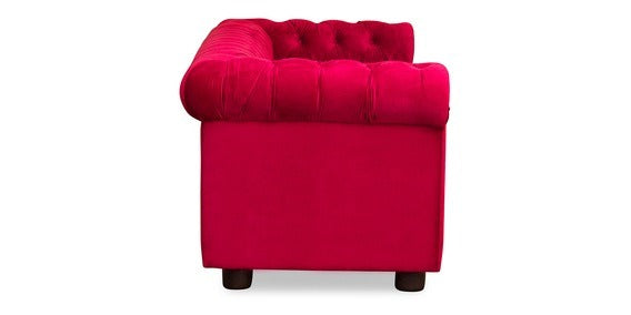 3 Seater Sofa Set:- Velvet Fabric Sofa (Cherry Red)