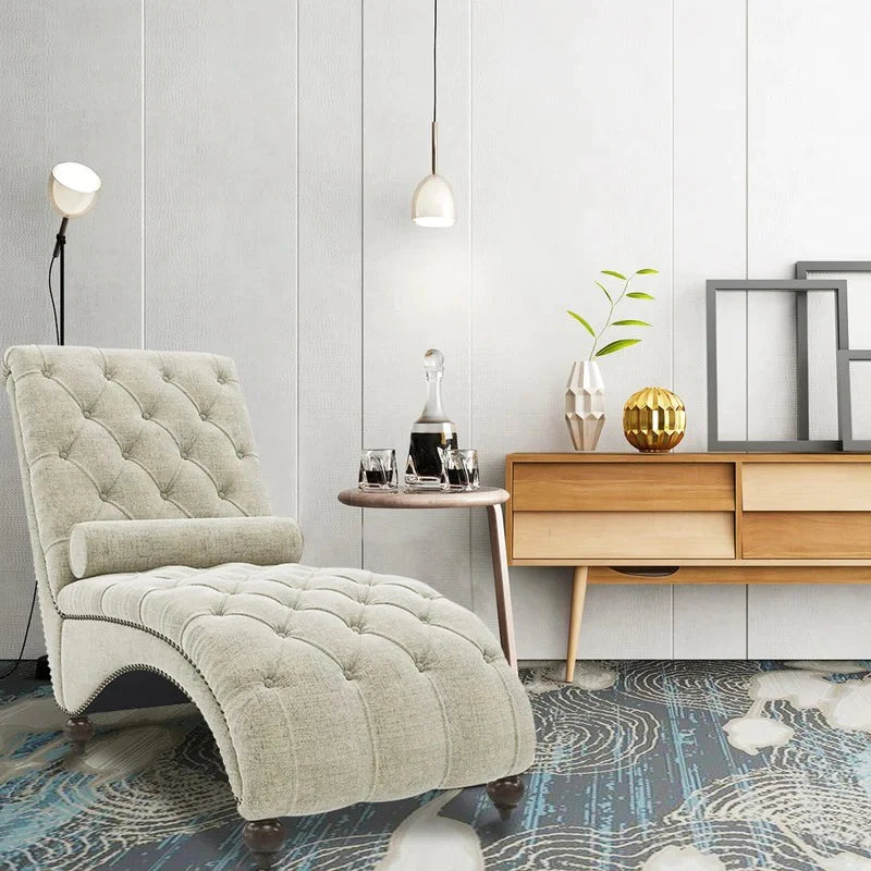 Lounge Chair: Rexony Tufted Armless Reclining Chaise Lounge