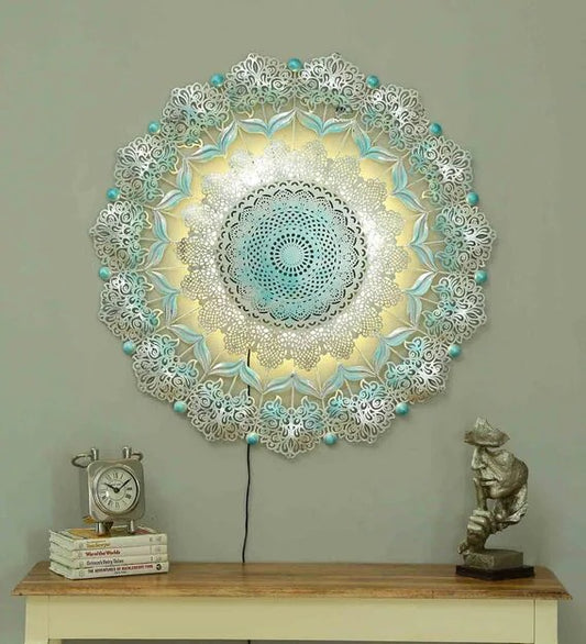 Wall Art: Green Iron Abstract Wall Art With LED