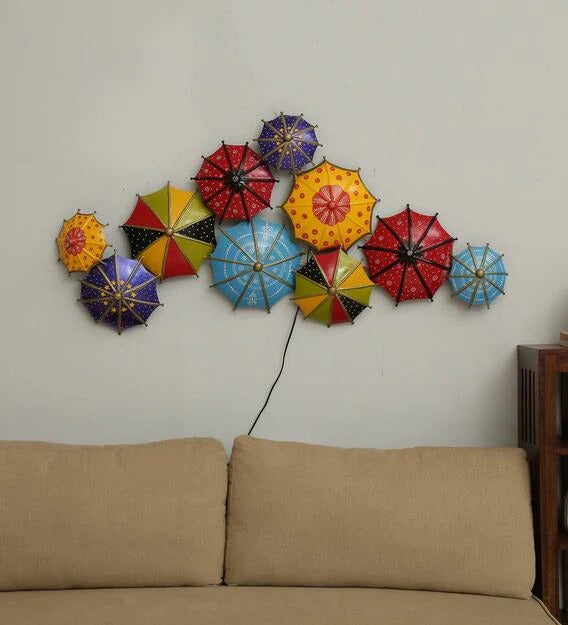 Wall Art : Iron Abstract Wall Art With LED In Multicolour