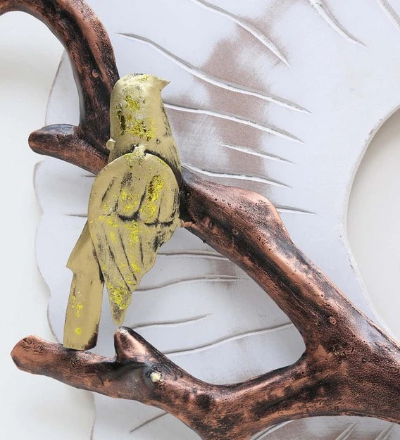 Wall Art: Iron Bird On Branch Wall Art In White