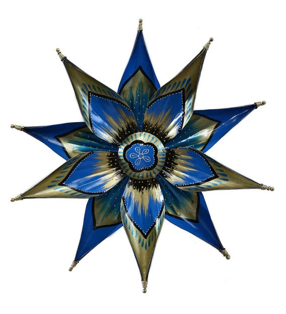 Wall Art Iron Decorative Flower Wall Art In Blue