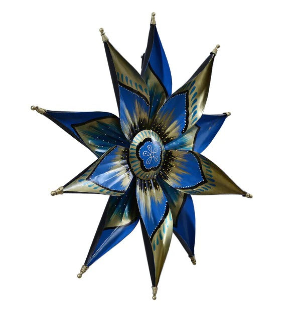 Wall Art Iron Decorative Flower Wall Art In Blue
