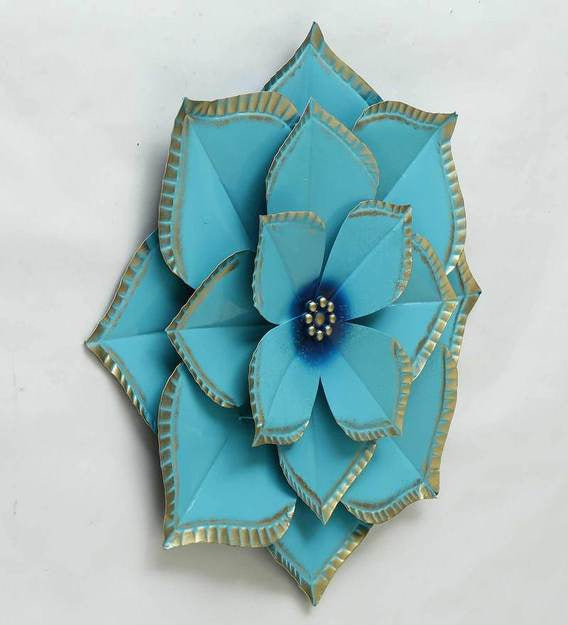 Wall Art: Iron Decorative Flower Wall Art In Gold