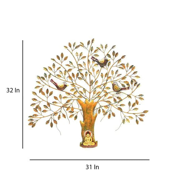 Wall Art: Iron Decorative Tree Wall Art In Brown