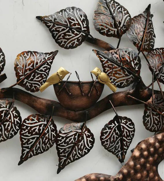 Wall Art: Iron Decorative Tree Wall Art With LED In Brown