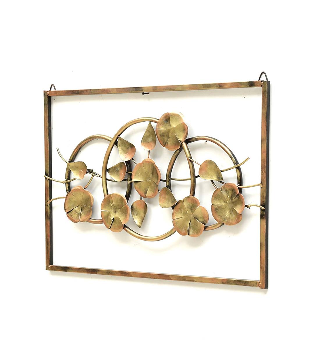 Wall Art: Iron Framed Leaf Wall Art In Copper